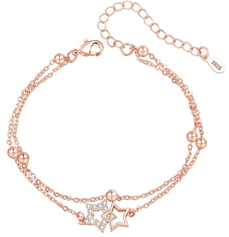 XOEMEL Rose Gold Bracelet for Women Star Bracelets for Womens Heart Bracelets Ladies Bracelets Gold Plated Bracelet Women's Jewellery