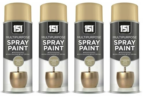 SDMAX Champagne Gold Metallic Spray Paint, Fast Drying, Metallic Finish, Non-Cracking, Easy To Use, Long Lasting, Lightweight And Portable, Multipurpose Use, 400ml (4PCS)