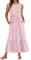 AUSELILY Robe Longue Femme Ete sans Manches Robe de Plage Legere Fluide Maxi avec Taille Empire Poches Motif Cheval Rose M