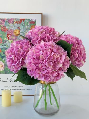 YalzoneMet Lot de 4 fleurs d'hortensia artificielles en soie - 50,8 cm de long - Pour maison, fête, intérieur ou extérieur - Décoration de table de mariage