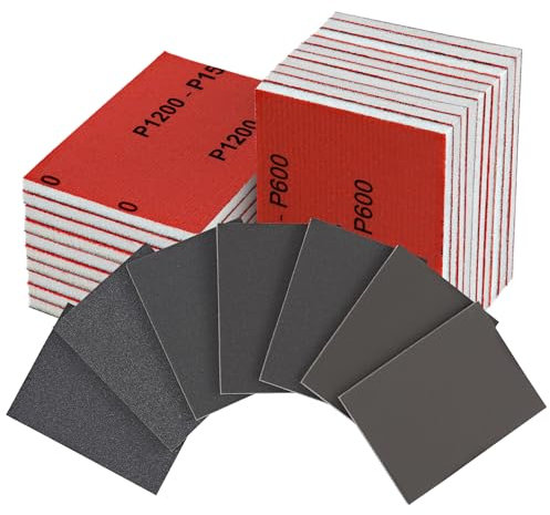 180-2000 Grit Sanding Sponge Assortment Kit, SUNOYAR Washable & Reusable Wet Dry Sandpaper Sponge, Wear-Resistant Sponge Sand Blocks for Drywall Plastic Metal Furniture Paint Wood（21Pcs）