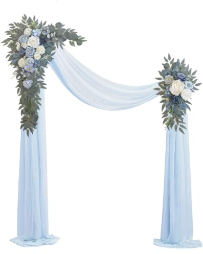 BMQDSM Wedding Arch Flowers with Drapes (Set of 3) Wedding Decor and Wedding Arch Draping Artificial Flower Arrangements Wedding Decorations for Reception Wedding (Blue)