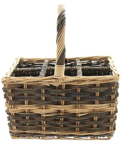 FRANK FLECHTWAREN Cesta natural para 6 botellas, mimbre natural, tamaño 34 x 24 x 20 cm, GH 38 cm