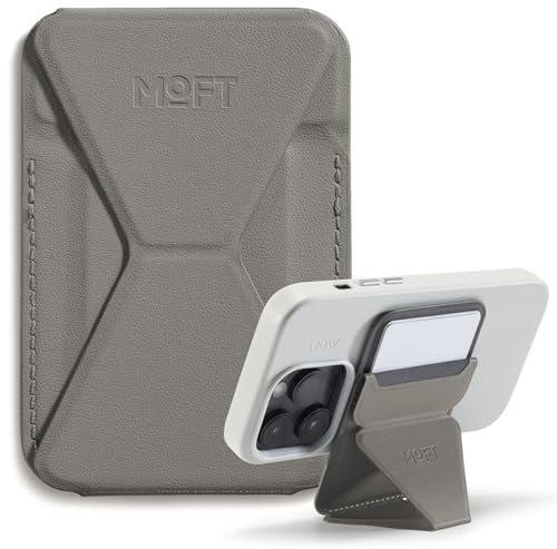 MOFT Magnetischer Handy Wallet Ständer, Veganem Leder Kartenhalter Stand Kompatibel mit Magsafe iPhone 16 15 14 13 12 Serie, 3 Betrachtungswinkel