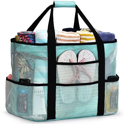 oscaurt Strandtasche Mesh Badetasche Damen Shopper Tasche Damen Groß Beach Tote Bag mit Reißverschluss Umhängetasche für Strand Reisen Einkaufen