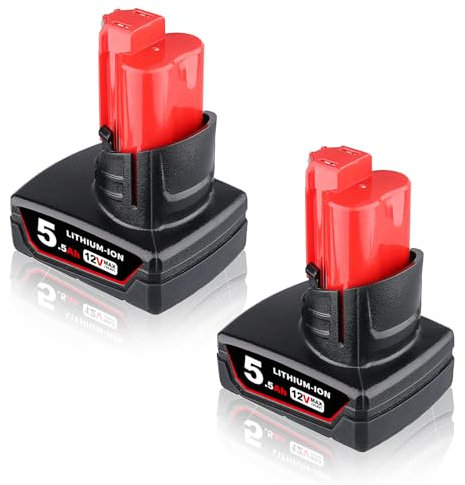 2-Pack 48-11-2401 12V 5.5Ah Replacement Batteries replacement for Milwaukee 48-11-2401 48-11-2401 48-11-2402 48-11-2411 48-11-2420 48-11-2460 Power Tool