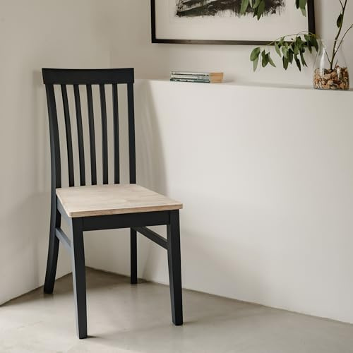 Statement Furniture Florence Dining Chairs with Acacia Wooden Seat | High Back, W45cm, H94cm, D53cm, Seat Height 45cm | Quality Chairs (navy blue, 1-Chair)