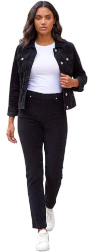 Roman Corduroy Straight Stretch Jean Trouser for Women UK Ladies Autumn Everyday Winter Holiday Elasticated Waist Comfy Pocket Detail Soft Bottoms Office Desk Pants