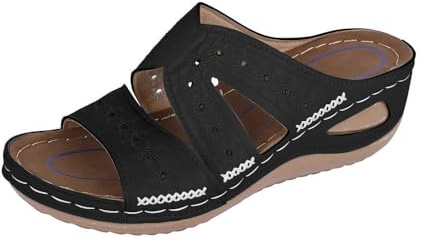 Cocila Sandalen Damen Slope Heel Fischmaul dicker bestickt Mop Outdoor Schuhe Leicht Orange Sandals For Women Leder Flip Flops Plateau Beige Pantoffeln Jungen 28 Sandaletten Sommer Pantoletten