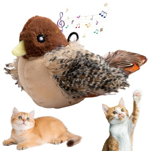 AOUZOVLI Katzenspielzeug Vogel Interaktives Katzenspielzeug Simulierter Zwitschernder Vogel Fliegender Vogel für Katzen, Simulierter Zwitschernder Vogel, Vogelspielzeug für Katzen