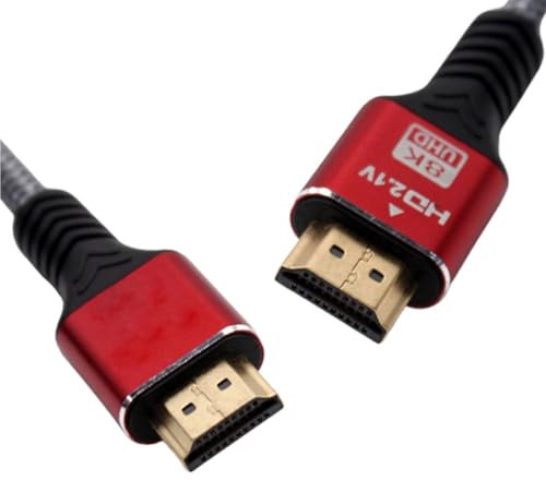 Cavo HDMI 2.1 8K Ultra HD 48 Gbps Supporta 8K @ 60Hz 4K @ 120Hz Cavo HDMI ad alta velocità compatibile per TCL, Hisense, Soundbar, Ricevitori AV, Fire TV Stick 4K, Monitor Ultra Gaming Roku Laptop e