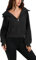 Oyamiki Womens Hoodies Stand Collars Black Long Sleeve Fleece Hoodie Fall Trendy Y2k Zip Sweatshirts with Large Hood S
