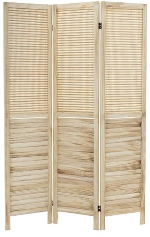 ML-Design Paravent Intérieur Osaka, Naturel, 170x121 cm, en Bois, à 3 Panneaux Pliables, Cloison de Séparation Décorative Séparateur de Pièce Diviseur Écran d'Intimité Vestiare Protection Visuelle