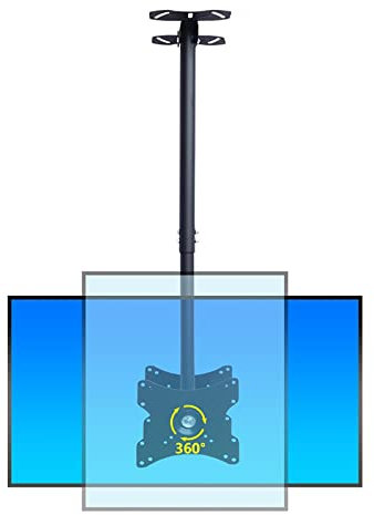 Support de plafond télescopique double face pour TV LCD à écran plat de 22 à 43 Hauteur réglable 2,5 m Parfait pour la maison ou le bureau