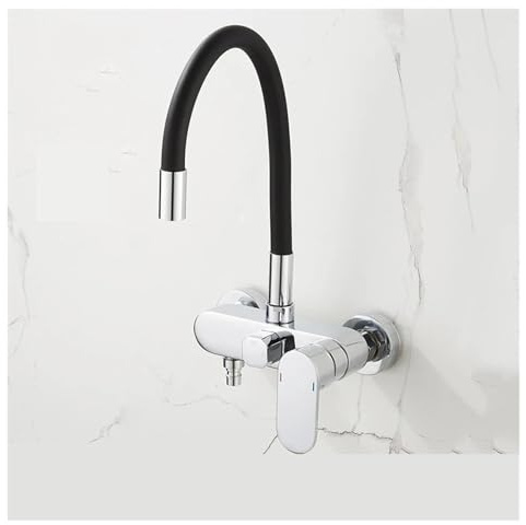 Brass Kitchen Wall Mounted Basin hot and Cold Water Mixer tap with Spray Gun for Kitchen