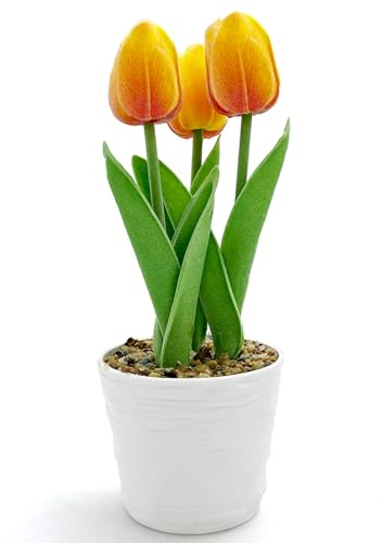 Künstliche Tulpen Kunsttulpen wie echt - Kunst Tulpen Künstlich wie echt Frühlingsdeko Innen Fake Pflanzen Kunstblume Blumenstrauß Tischdeko Aesthetic Deko Frühling Geschenke für Mama Freundin