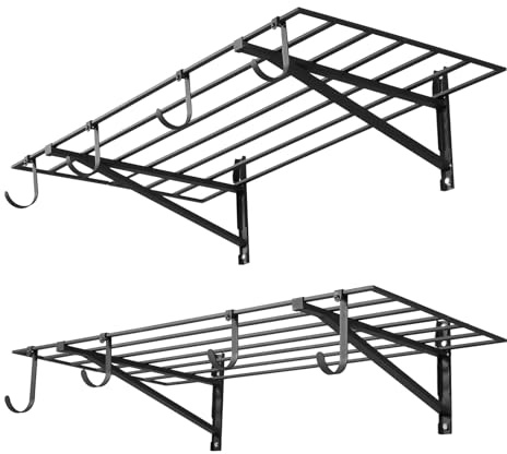 VEVOR Scaffale da Parete per Garage Officina 2 pezzi 122x61,5x30,5 cm, Scaffale Portaoggetti da Muro per Officina Lavanderia con Ganci Carico Singolo 118 kg, Griglia Portaoggetti da Parete, Nero