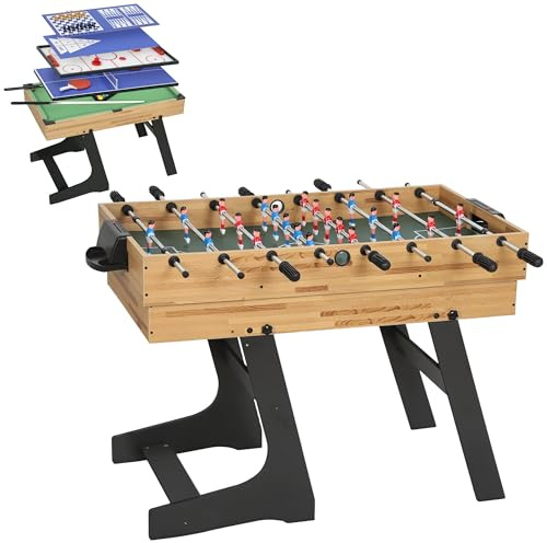 SPORTNOW 13-in-1-Multispieltisch, zusammenklappbar, multifunktionaler Spieltisch mit Tischfußball, Billard, Tischtennis, Eishockey, Schach, Backgammon, Dame, Bowling usw. für Erwachsene Kinder Zuhause