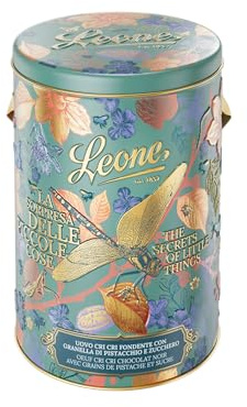 Leone depuis 1857 - Œuf de Paqsua Cri Cri - Œuf en chocolat noir 70% avec grains de sucre et pistache - in Boîte cadeau - Avec surprise - Vegano et sans gluten - 350g