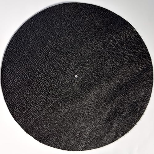 Premium Leather Turntable Slipmat — 11.5 Full-Grain Cowhide Platter Mat | Anti-Static | Dual-Sided Grain & Suede | Fits Audio-Technica, Pro-Ject, Rega & More (Black)