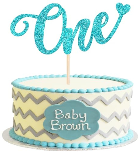 Xsstarmi 1 Packung Tortendeko 1. Geburtstag One Cake Topper Wild One Kuchen Deko 1. Geburtstag Dekoration für Jungen Mädchen Babys die erste Geburtstagsfeier Blau
