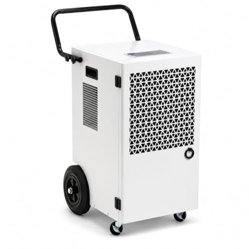 Megonia Deumidificatore Professionale Commerciale 120L: Deumidificatore Professionale Scarico Continuo Tubo 2m R290 Compressore 300m²/600m³ per Magazzino Garage Officina Cantina Lavanderia Deposito