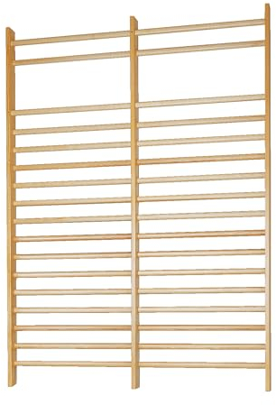Sport-Thieme Sprossenwand Doppelfeld | DIN EN 12346 Zertifiziert | Ideale Griff-Sicherheit | Esche | Holz-Natur | Inkl. Montagematerial | Max. 190 kg Belastbarkeit | 200 cm
