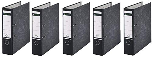 5 LEITZ Ordner 180° 1080-50-95 Schwarz Wolkenarmor 8cm Aktenordner 80mm DIN A4 Büro mit Schlitzen