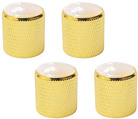 Gold Volumen Tone Control Metall Knob w/Pearl Weiß Top für Gitarre Bass 4 Stück