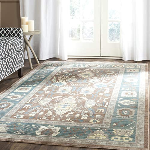 SAFAVIEH Valencia Collection Accent Rug - 4' x 6', Chocolate & Alpine, Boho Chic Distressed Design, Non-Shedding & Easy Care, Ideal for High Traffic Areas in Entryway, Living Room, Bedroom (VAL122B)