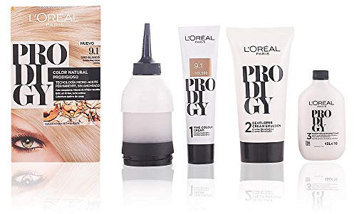 L'Oreal Paris Prodigy Coloración Permanente - Tinte, color 9.1-oro blanco 4 pz, 200 gr