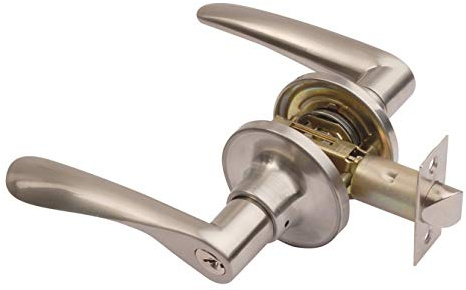Excel Architectural DP6970 Reversible Entrance Door Handle on Rose Set with Adjustable Latch, Satin Nickel
