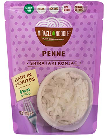 Penne Shirataki Miracle Noodle. Nuova Generazione, Senza Odore e Senza Retrogusto. Adatte a Diete Paleo e Keto. Confezione da 10 pacchetti da 200g netti.