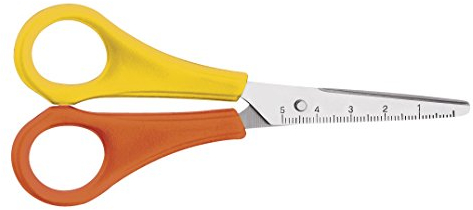 Westcott Kinderschere Gelb Linkshänder | Schere mit integrierter 5 cm Skala | Schulschere & Bastelschere 13 cm (5) ideal für Kinderhände | Hochwertige Edelstahlklinge | E-21596 00