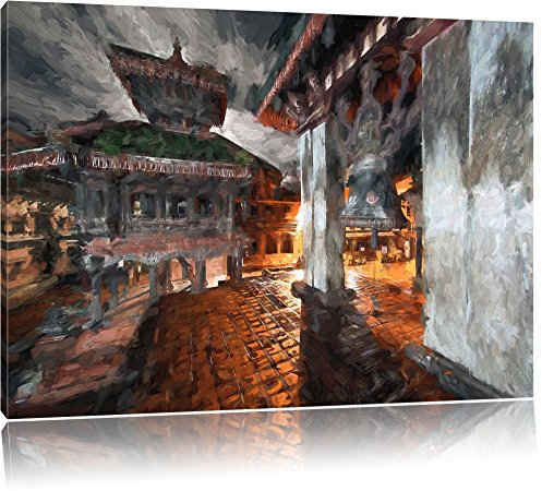 Pixxprint alte Stadt in Nepal, Größe: 120x80cm, Leinwandbild, fertig gespannt, Wandbild, Dekoration, Kunstdruck, kein Poster
