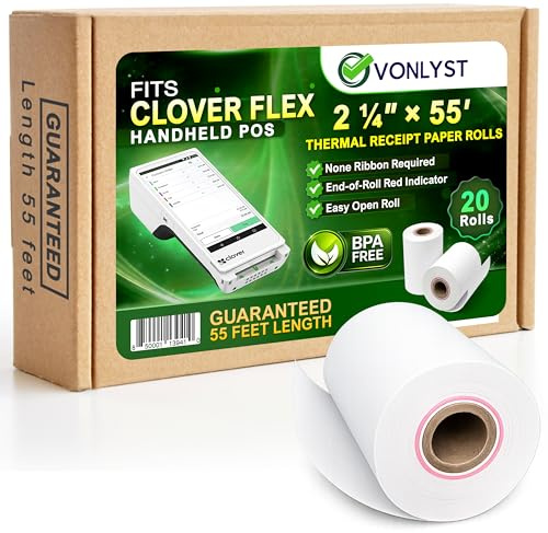 Clover Flex, Mini und Mobile Thermopapierrollen, 5,4 cm x 150 m, 20 Rollen