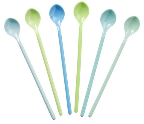 Rice Melamine Spoon Set Long Blue/Green – Set of 6