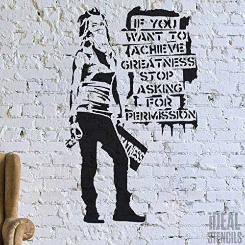 Banksy Graffiti Replica Stencil - If You Want to Achieve Greatness... / Home Decorating Art Craft/Paint Walls Fabrics Furniture (M/ 23X37CM)