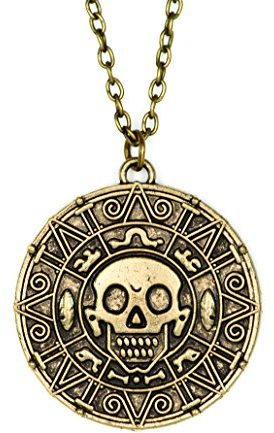 papapanda Halskette mit Azteken Münze von Fluch der Karibik Kette aus Legierung Bronze