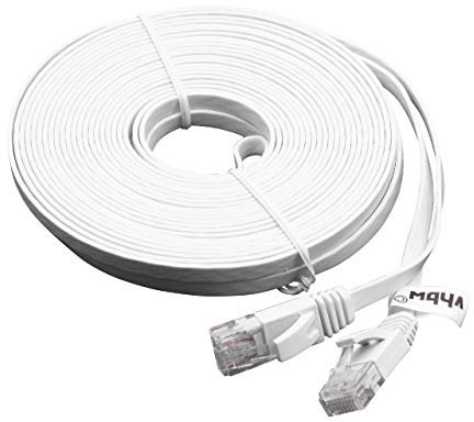 vhbw Netzwerkkabel LAN Kabel Patchkabel Cat6 10m weiß flach