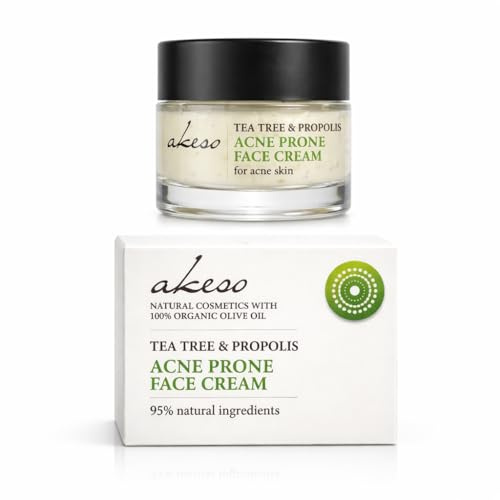 Akeso Acne Cream for Face with Tea Tree & Propolis, Lightweight Moisturiser for Acne-Prone Skin, 50ml