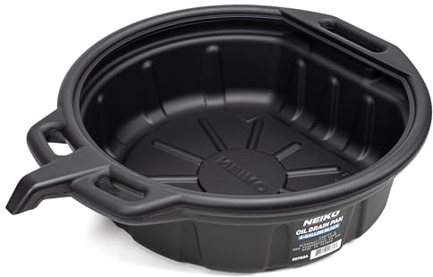 NEIKO 20760A Large Oil Drain Pan, 4 Gallon Capacity (16L) Black Plastic Splash Oil Tray, Engine Oil Drip Collector, Spout No Spout, Tray
