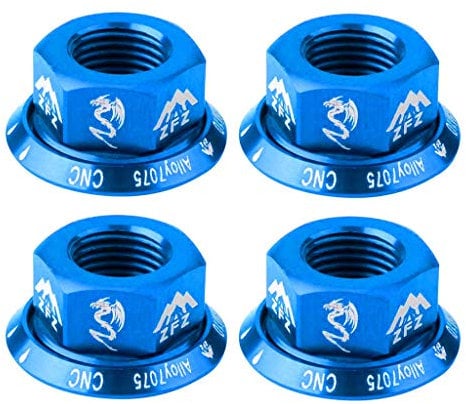 Tenlacum Durable Track Wheel Nuts Bicycle BMX Fixie M10 Axle Screw for Rear Hub (4 pieces) (Blue)