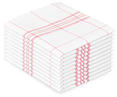 Küchen Geschirrtücher aus 100% Baumwolle | 10er Set | klassisches Design mit Streifen | pflegeleicht, waschbar bei 60 Grad | Trocknergeeignet | Putz-Lappen zum Trocknen & Polieren | 50 x 70 cm