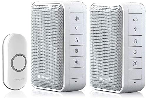 Honeywell 150m Twin Wireless Portable Doorbell kit with Round White Push