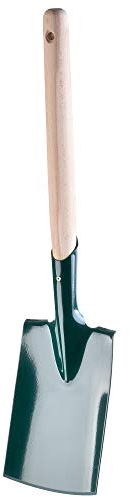 KADAX Spaten, Gärtnerspaten aus Metall, Grabschaufel mit Stiel aus Holz, zum Umgraben, Werkzeug für Garten, Reise, robuster Grabespaten, Pflanzspaten, Gartengerät (Grün)