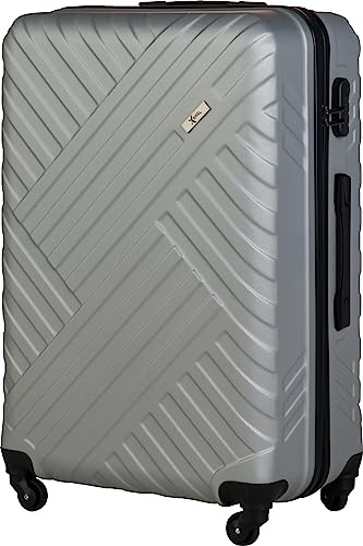Xonic Design Reisekoffer - ABS Hartschalen Koffer mit 360° Leichtlauf-Rollen - hochwertiger Trolley mit Zahlenschloss in M-L-XL oder Set (Silber, XL)