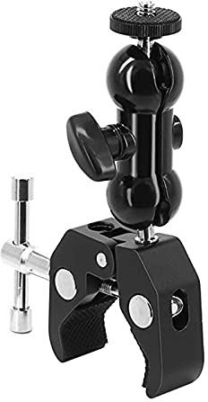 EUNEWR Kamera Klemme Halterung mit Mini Magic Gelenk Arm,1/4 Klemmstativ mit Super Klemme und 360° Kugelkopfarm, Handyhalterung Blitzschuh Stativkopf Tischklemme Stativ für DSLR Kamera Feldmonitor