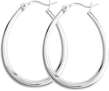 Große Oval Silber Creolen Ohrringe für Damen, hypoallergen Silber Ohrringe Hautverträgliche & Wasserfeste 925er Sterlingsilber leicht Silberne Creolen Ohrringe Schmuck Geschenk für Frauen