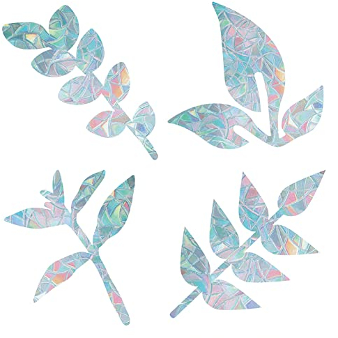GORGECRAFT 16 STÜCKE Blatt-Fenster-Clings Statische Regenbogen-Glas-Aufkleber Anti-Kollisions-Fenster Alert-Abziehbilder Sonnenfänger Dekorationen Nicht Klebendes Prismatisches Vinyl Zum Verhindern